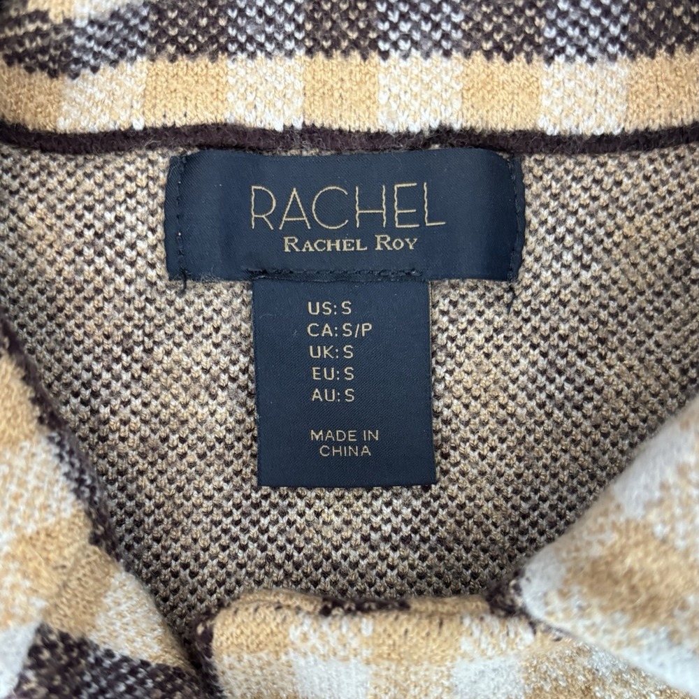 RACHEL Rachel Roy Womens Plaid Sweater Coat Duster Cardigan Sz S Preppy Academia - Picture 7 of 15